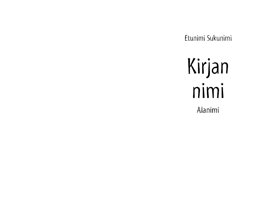 Esimerkki kirjan esilehdestä Lasten kirja versio Moderni