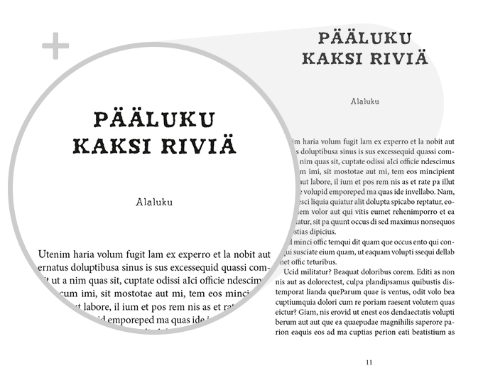 Esimerkki suurennus kirjasintyyppi Rikos ja jännitys persoonallinen versio