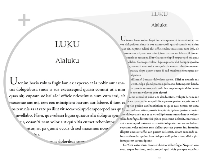 Esimerkki suurennus kirjasintyyppi Scifi ja fantasia versio Moderni